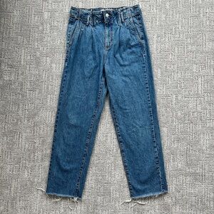Garage Light Blue Straight Leg Paper bag Jeans
